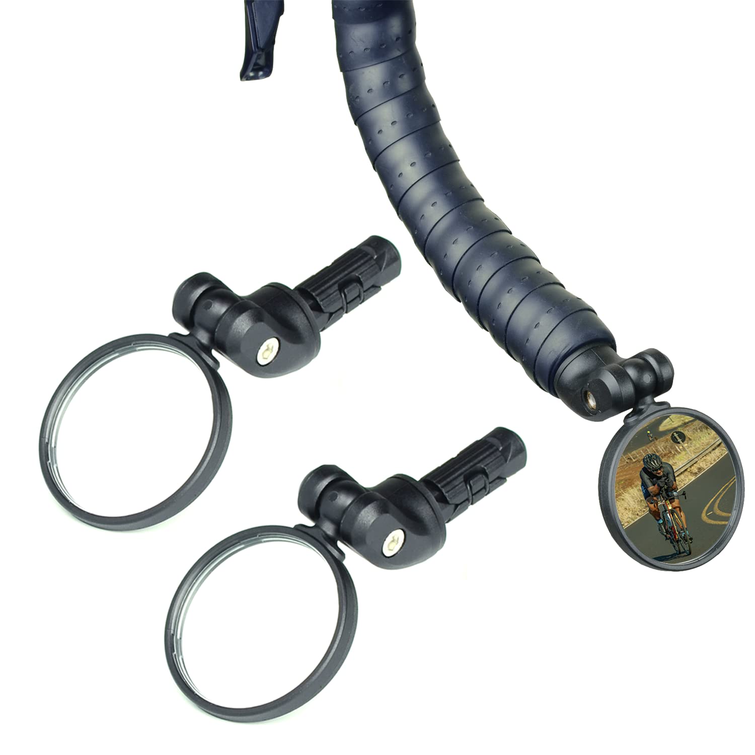 BriskMore Bike Mirrors,Bike Bar End Mirror, HD Glass Convex Lens Bicycle Rearview Mirror, Safe Cycling Rearview Mirror, Easy to Install