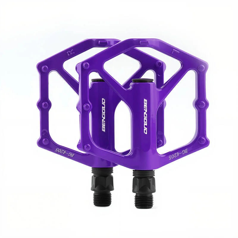 A pair of lightweight aluminum alloy bicycle pedals - sealed bearings, wide platform, flat design, easy to ride