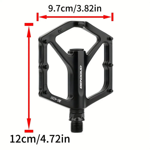 A pair of lightweight aluminum alloy bicycle pedals - sealed bearings, wide platform, flat design, easy to ride