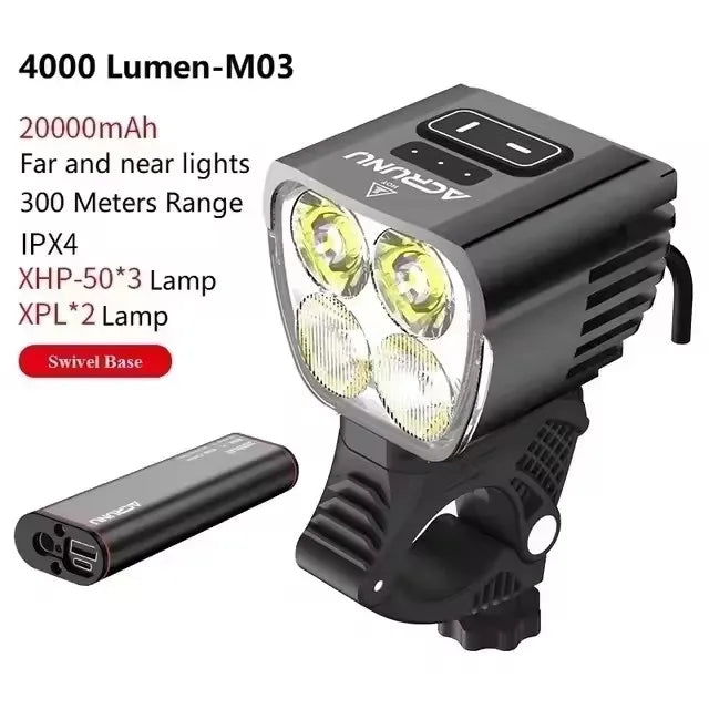 Super Bright Bicycle Headlight 5000 Lumens 20000mAh Aluminum Bicycle Light Front Back Rear Taillight MTB Bike Light Flashlight